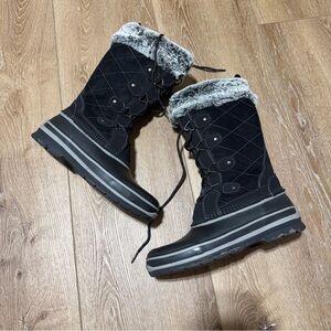 Women's Black Fur-Lined Winter Snow Boots